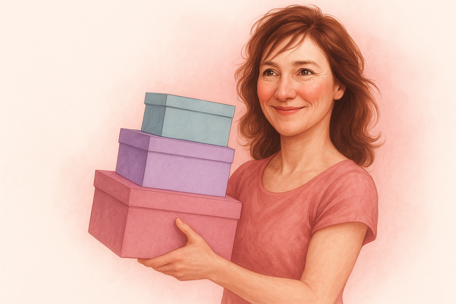 Simplify with Care woman holding boxes
